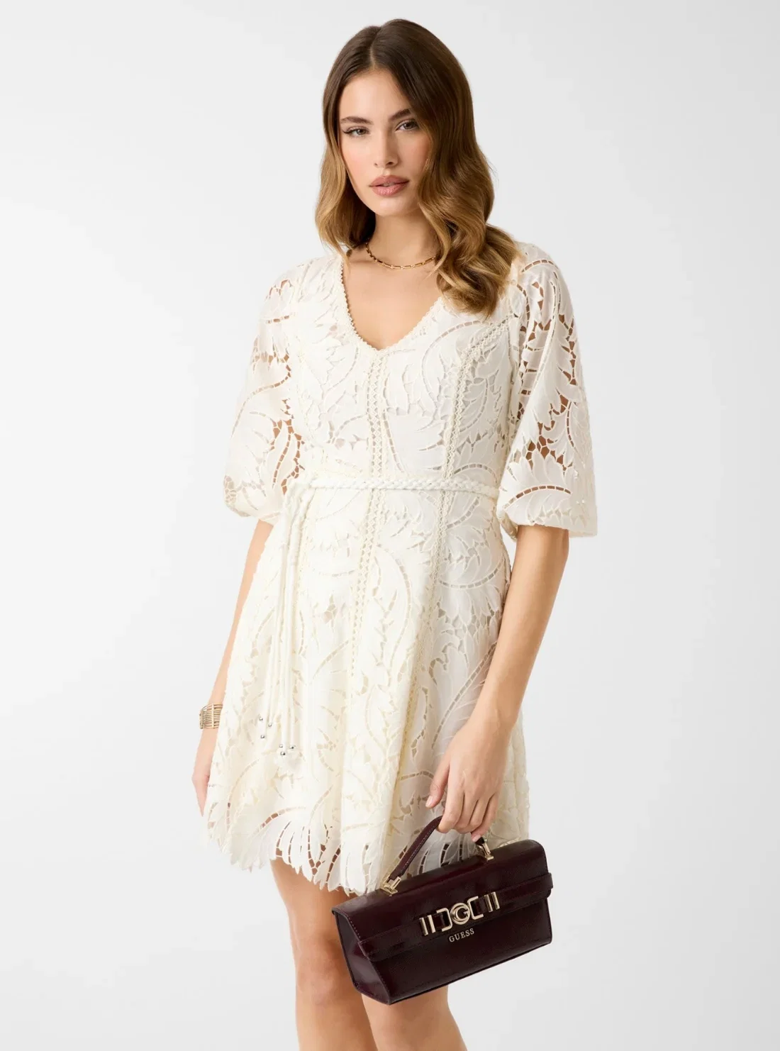 Image of White Vida Embroidered Mini Dress
