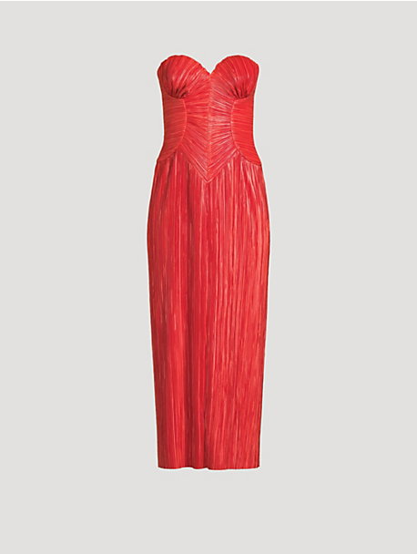 Ashika Plissé Strapless Dress