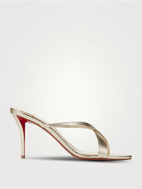 Mulazee Cross Metallic Leather Mules