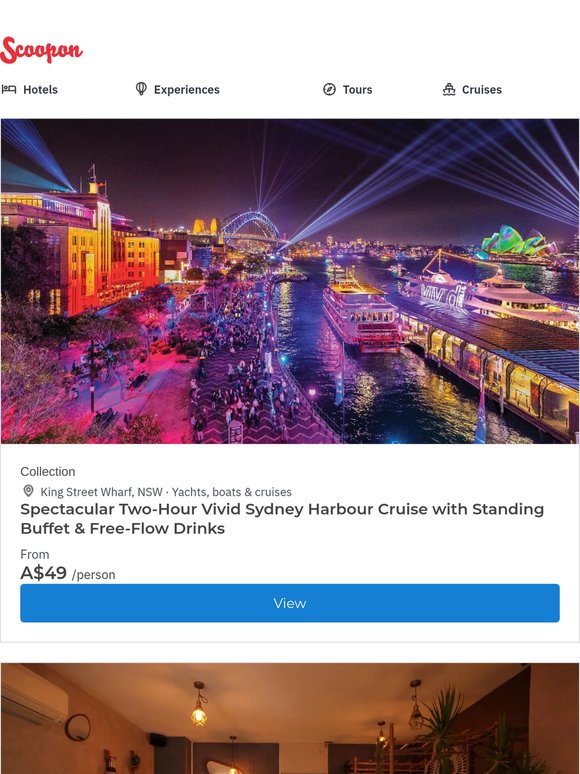 Spectacular Two-Hour Vivid Sydney Harbour Cruise with Standing Buffet & Free-Flow Drinks