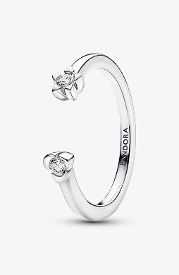 Pandora Talisman Sterling Silver Lab-Grown Diamond Heart & Star Open Ring