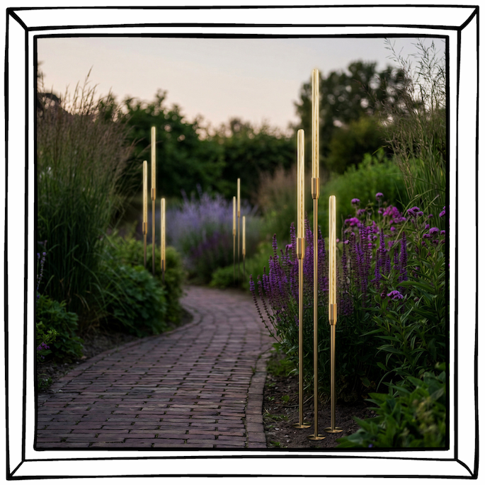 bullrush ip67 spike lights in brass and glass
