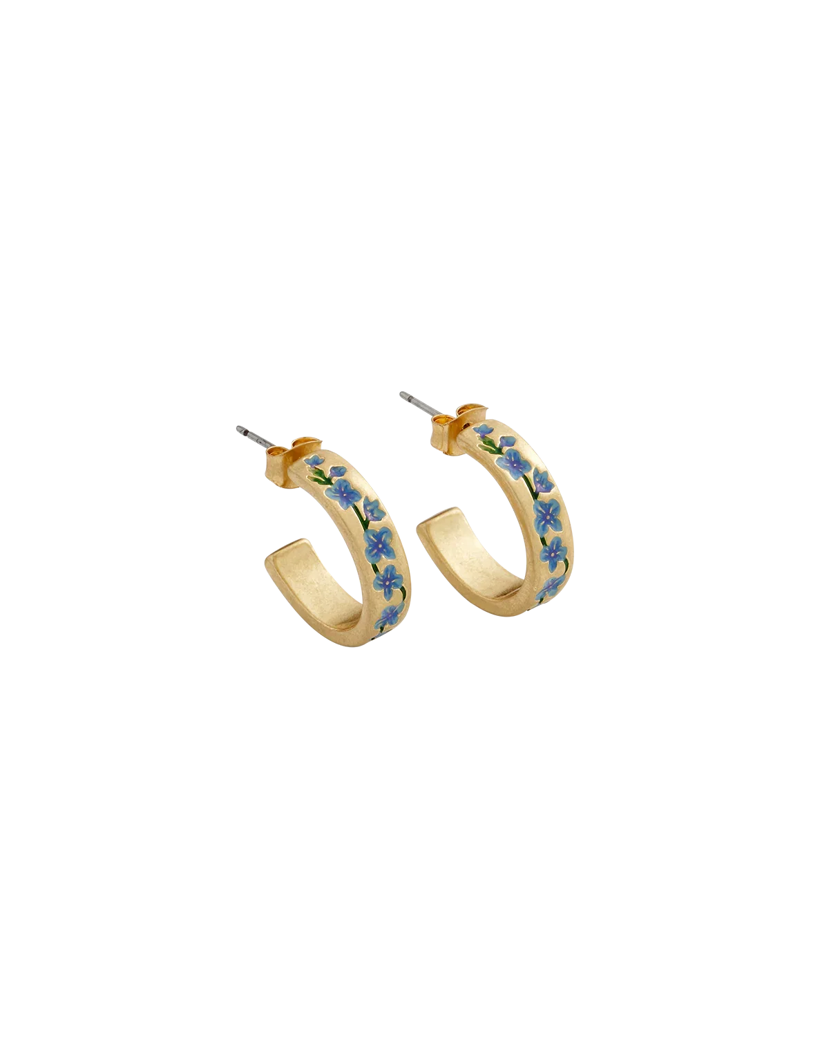 Image of 15% off Blue Forget-Me-Not Hoop Earrings