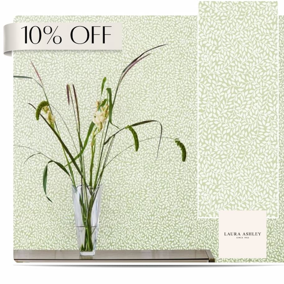 Laura Ashley Little Vines Wallpaper Hedgerow Green 113352