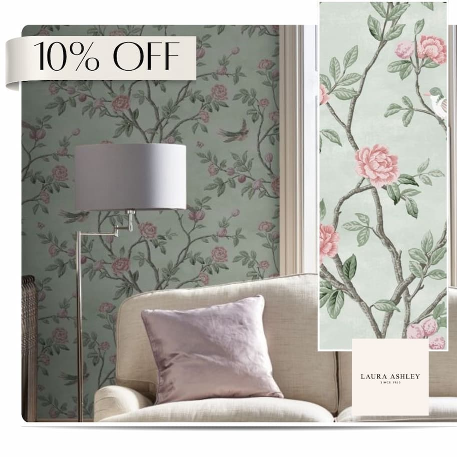 Laura Ashley Eglantine Wallpaper Eau de Nil 113371