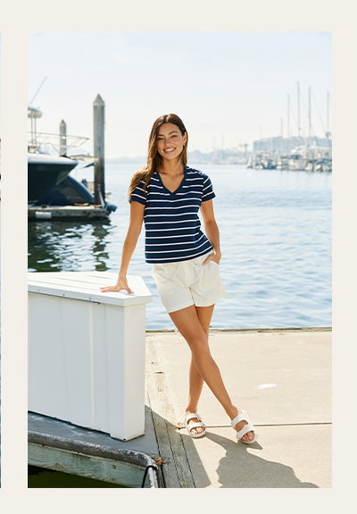 Maxine Stripe Eco Jersey V-Neck Tee