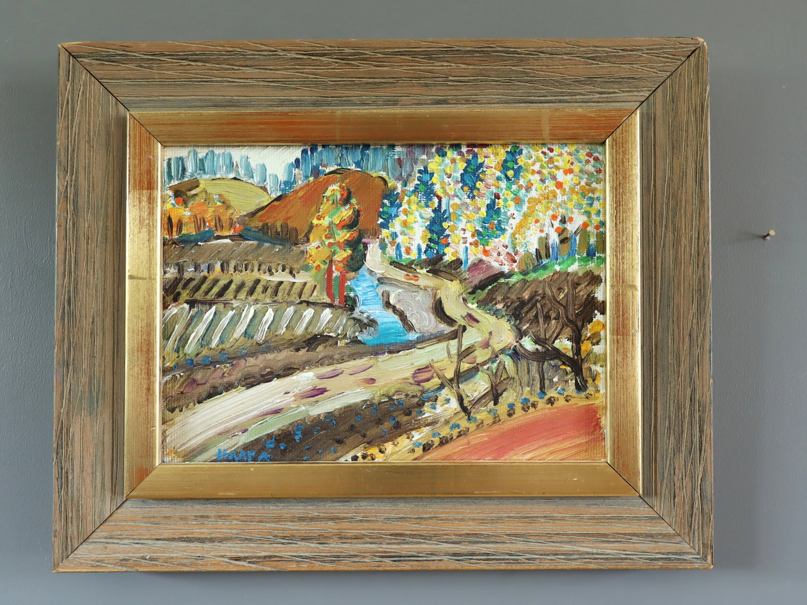 Autumn Path  Oil Painting, Mid 20th Century