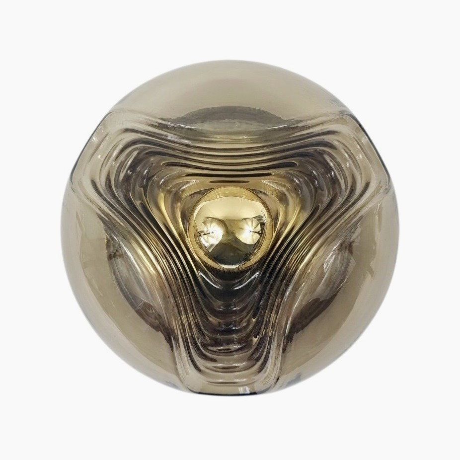 Space Age 'Wave'/'Futura' Model Glass Ceiling Light By Koch & Lowy For Peill & Putzler, Germany, 1970s