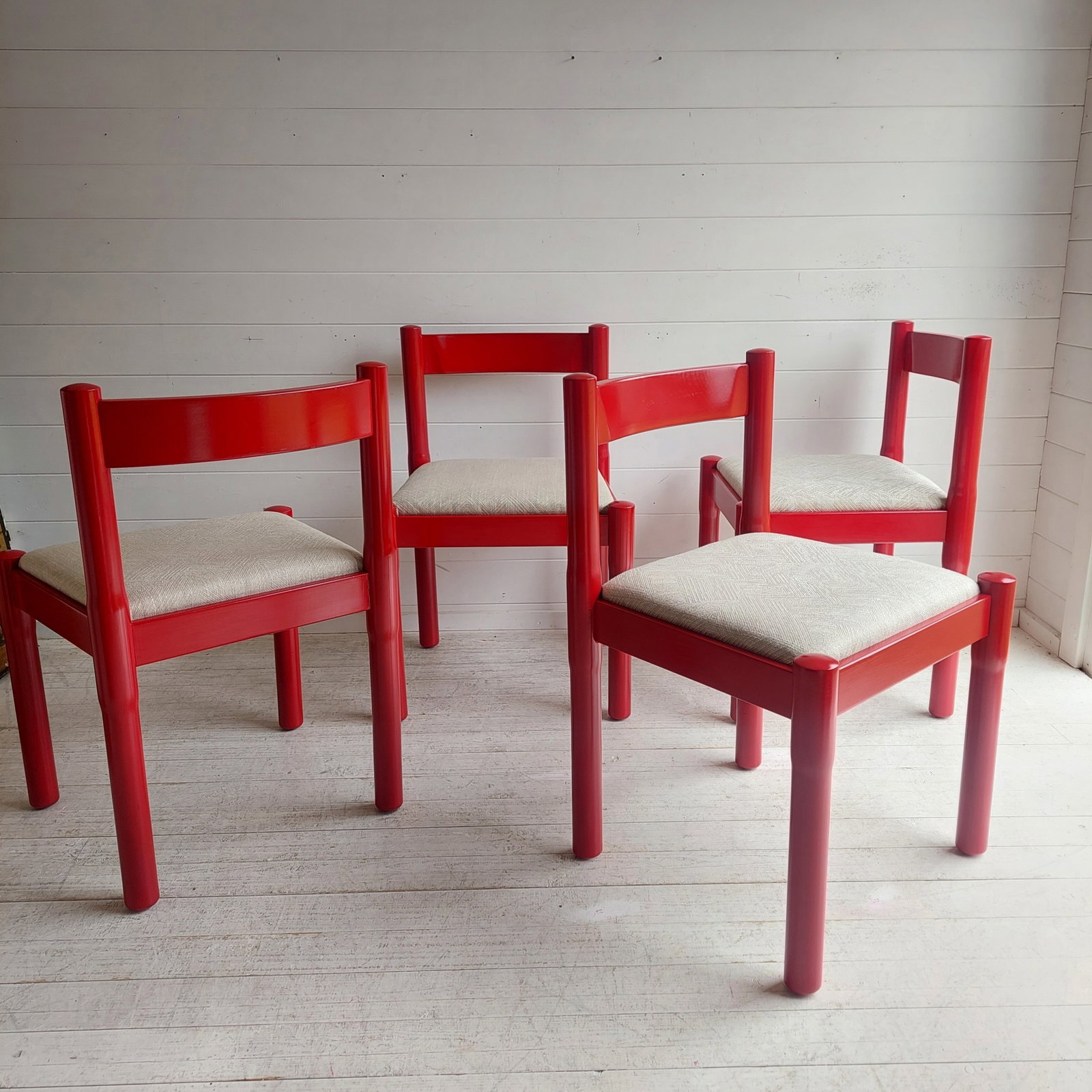 Mid Century 'Carimate' Dining Chairs  Vico Magistretti Italy 60s Set Of 4 Restored