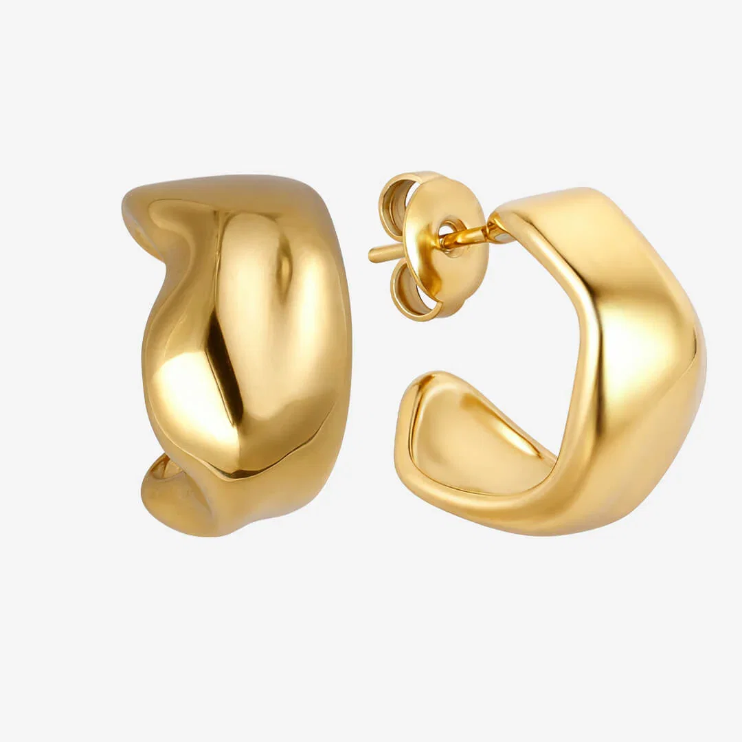 Image of Zoe Molten Hoop Earrings - Gold