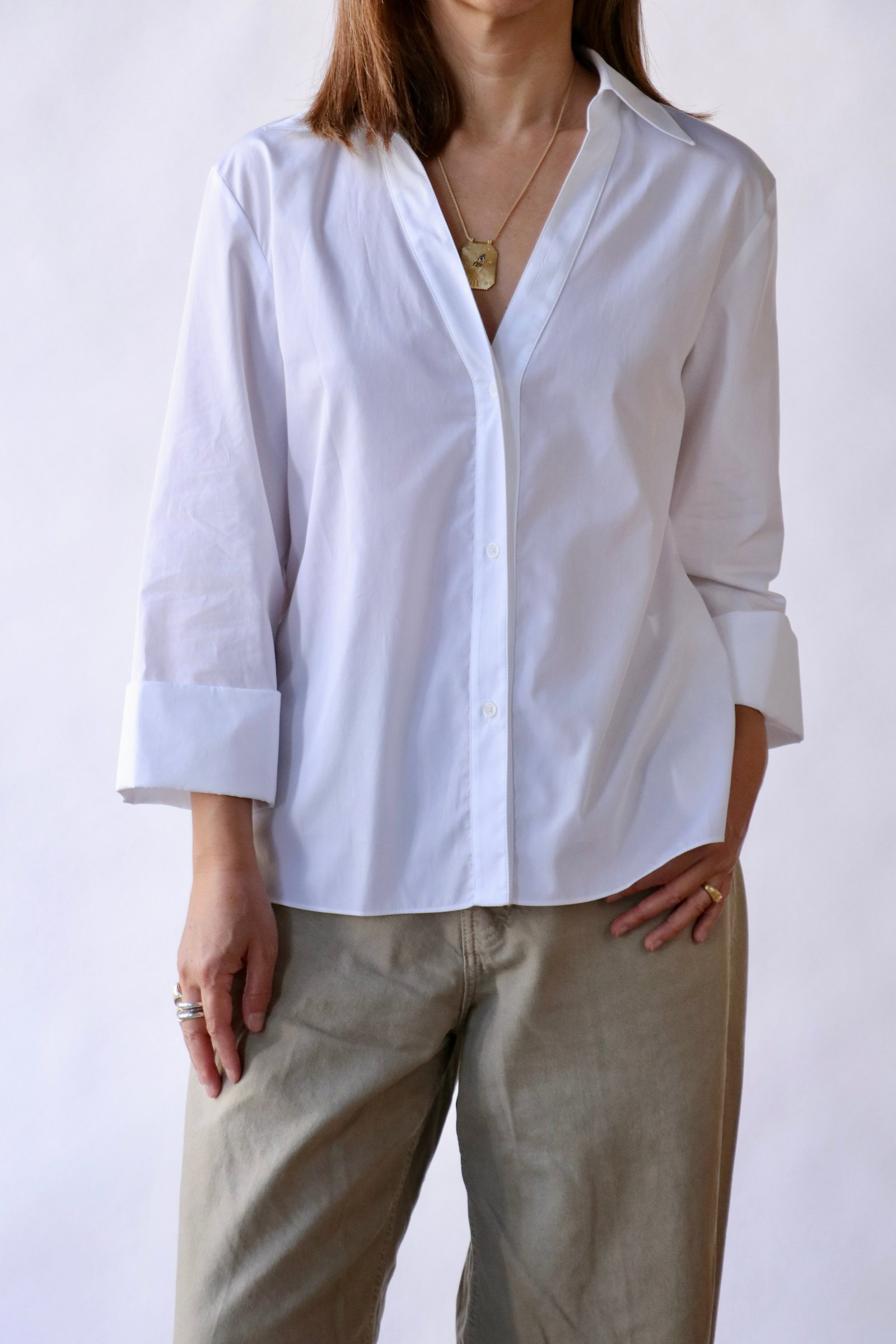 TWP Deep V Relaxed Shirt in Superfine Cotton