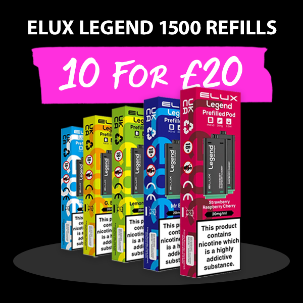  Elux Legend 1500 Refills 10 for £20