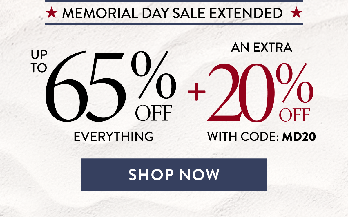 Up To 65% Off Everything + An Extra 20% Off | With Code: MD20 | Shop Now