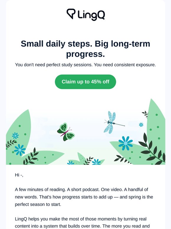 Spring Sale: save up to 45% on LingQ Premium