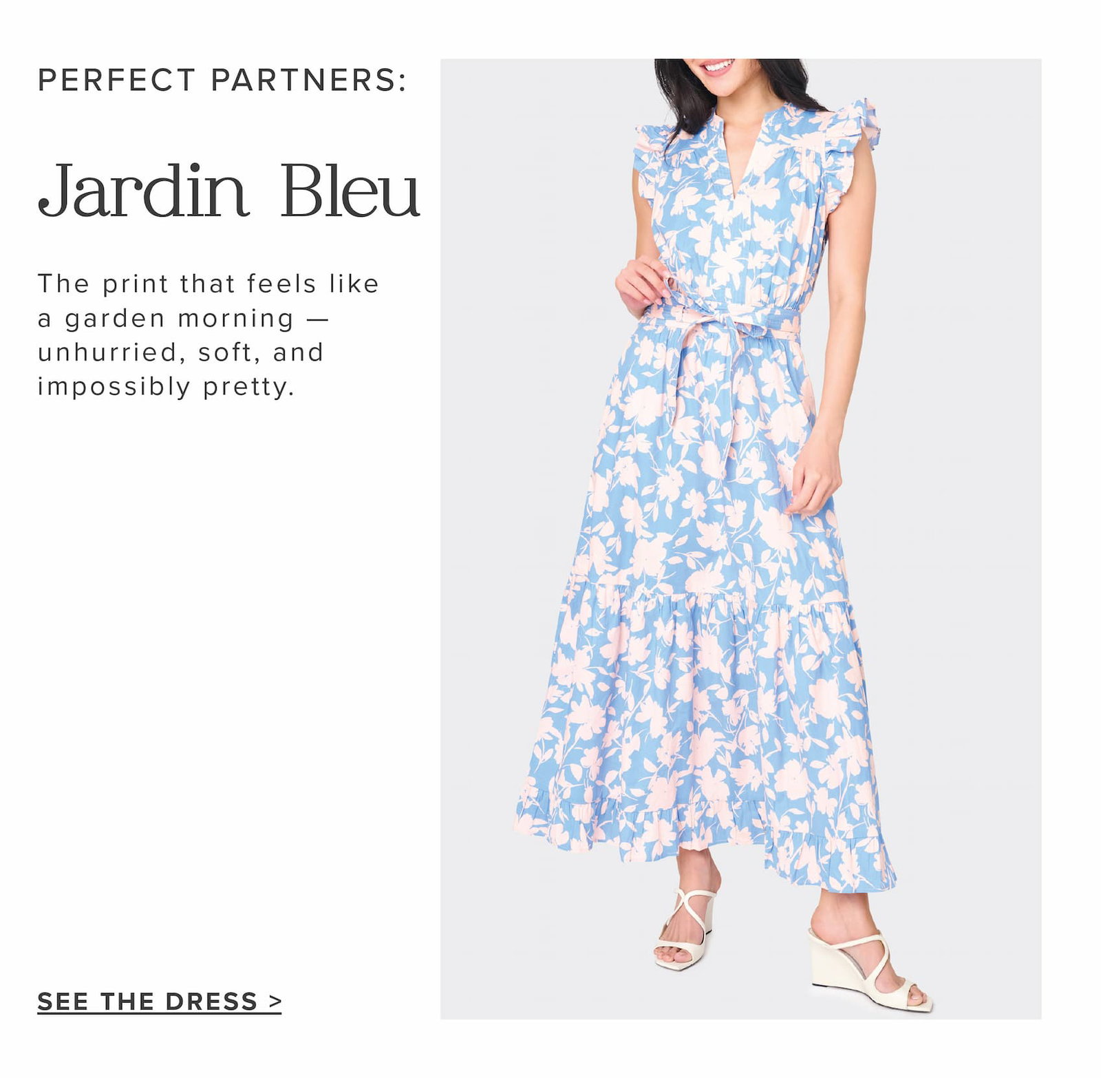 Notch Neck Flutter Sleeve Maxi Dress