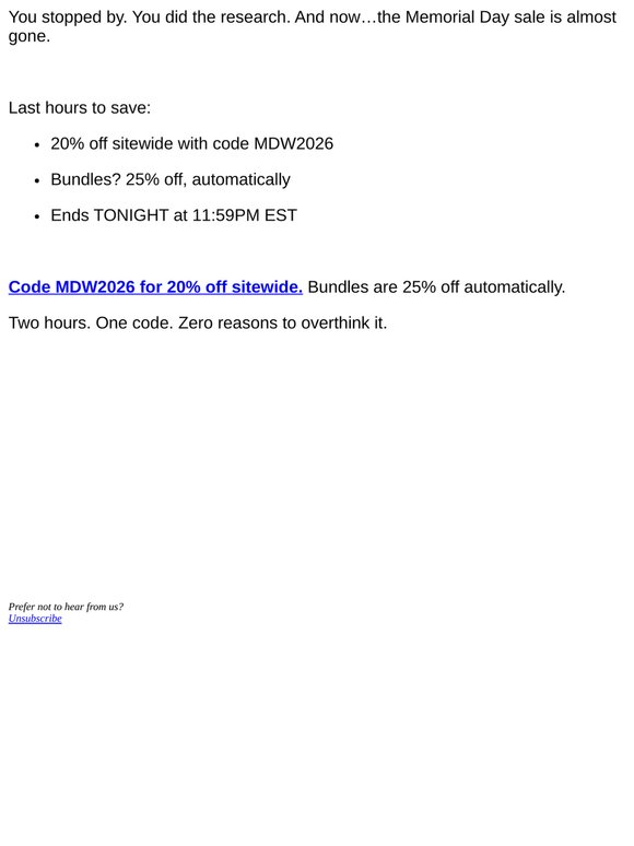 [2 Hours Left] Up to 25% Off