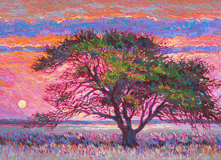 painting of a field and tree