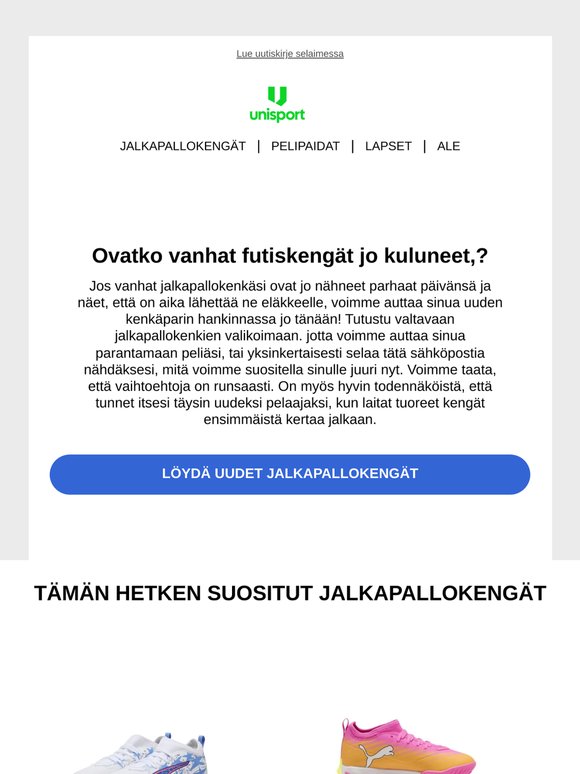 Onko uusien jalkapallokenkien aika ?