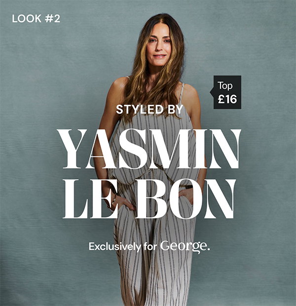 Styled by Yasmin Le Bon. Yasmin wearing striped top £16.