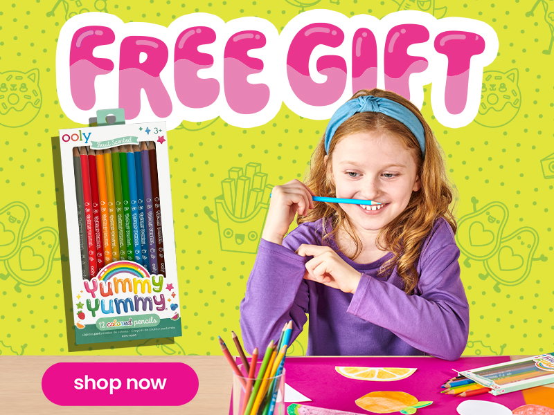 FREE GIFT. Yummy Yummy Colored Pencils. shop now