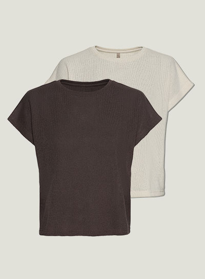 T-Shirt, 2er-Pack, Schwarz, Weiß, kurzärmelig, gerade geschnitten, Produktansicht, Vorderansicht