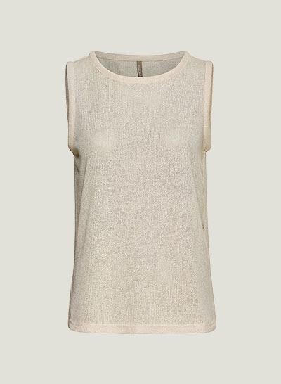 Top, beige, ärmellos, Rundhalsausschnitt, Produktansicht, Vorderansicht