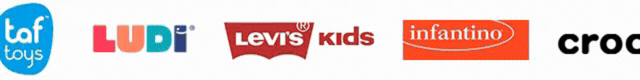 Chicco® TafToys Infantino® Glogger BabyMoov® crocs® Béaba® Levis Kids® LUDI® Havaianas