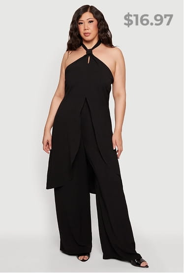 Shop Plus Size Wide Leg High Waisted Dress Pants