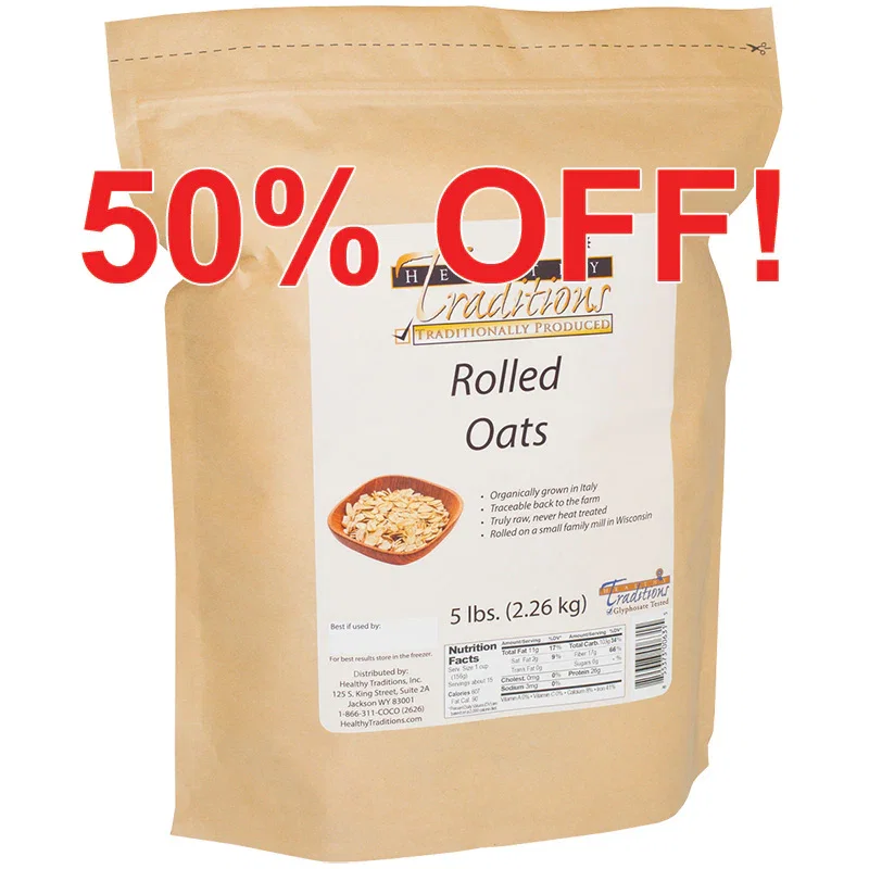 Image of Raw Whole Grain Rolled Oats - 5 lb. bag (Wisconsin)