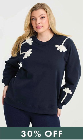 Cotton Blend Embroidery Sweatshirt in Navy
