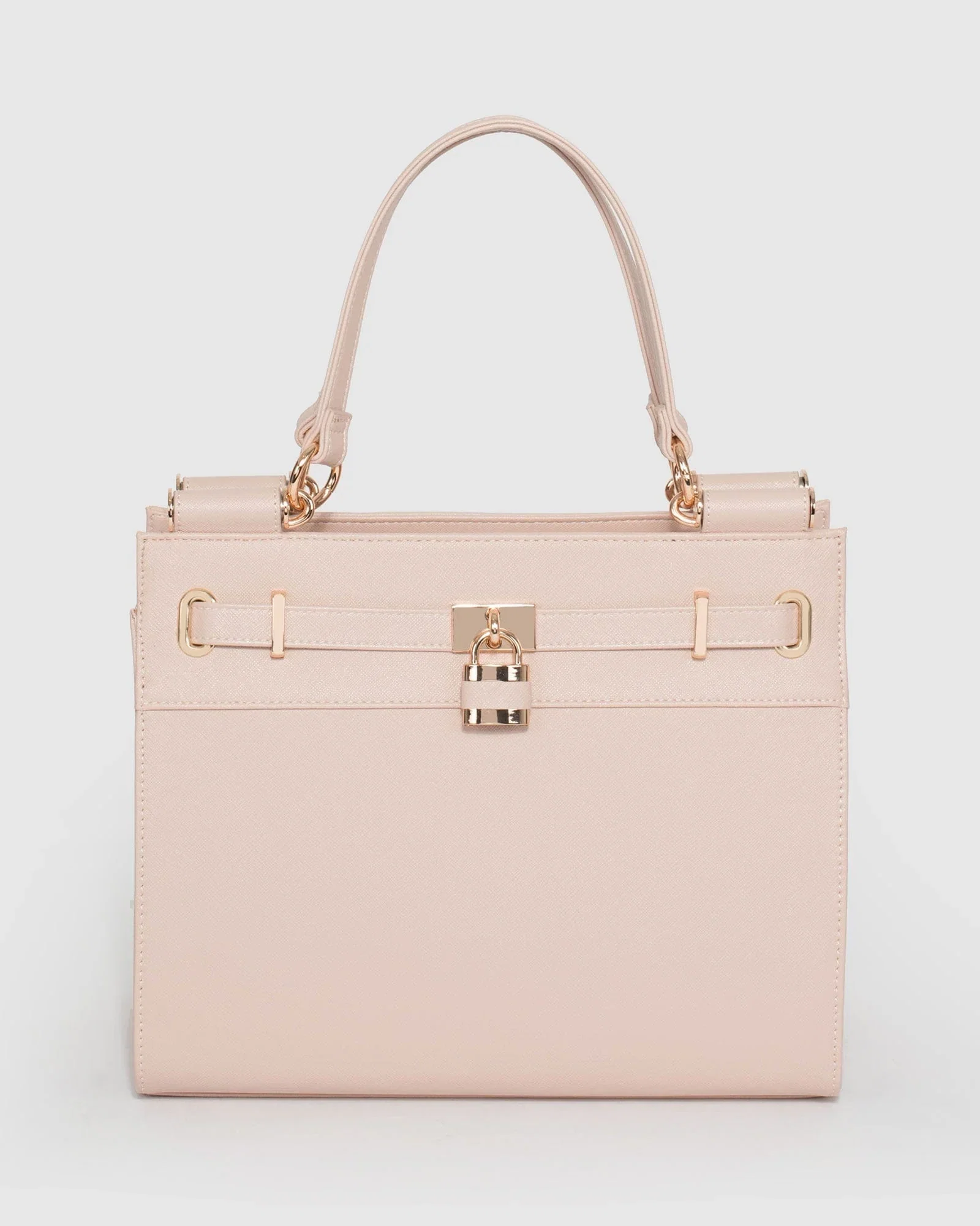 Image of Pink Stephanie Square Lock Tote Bag