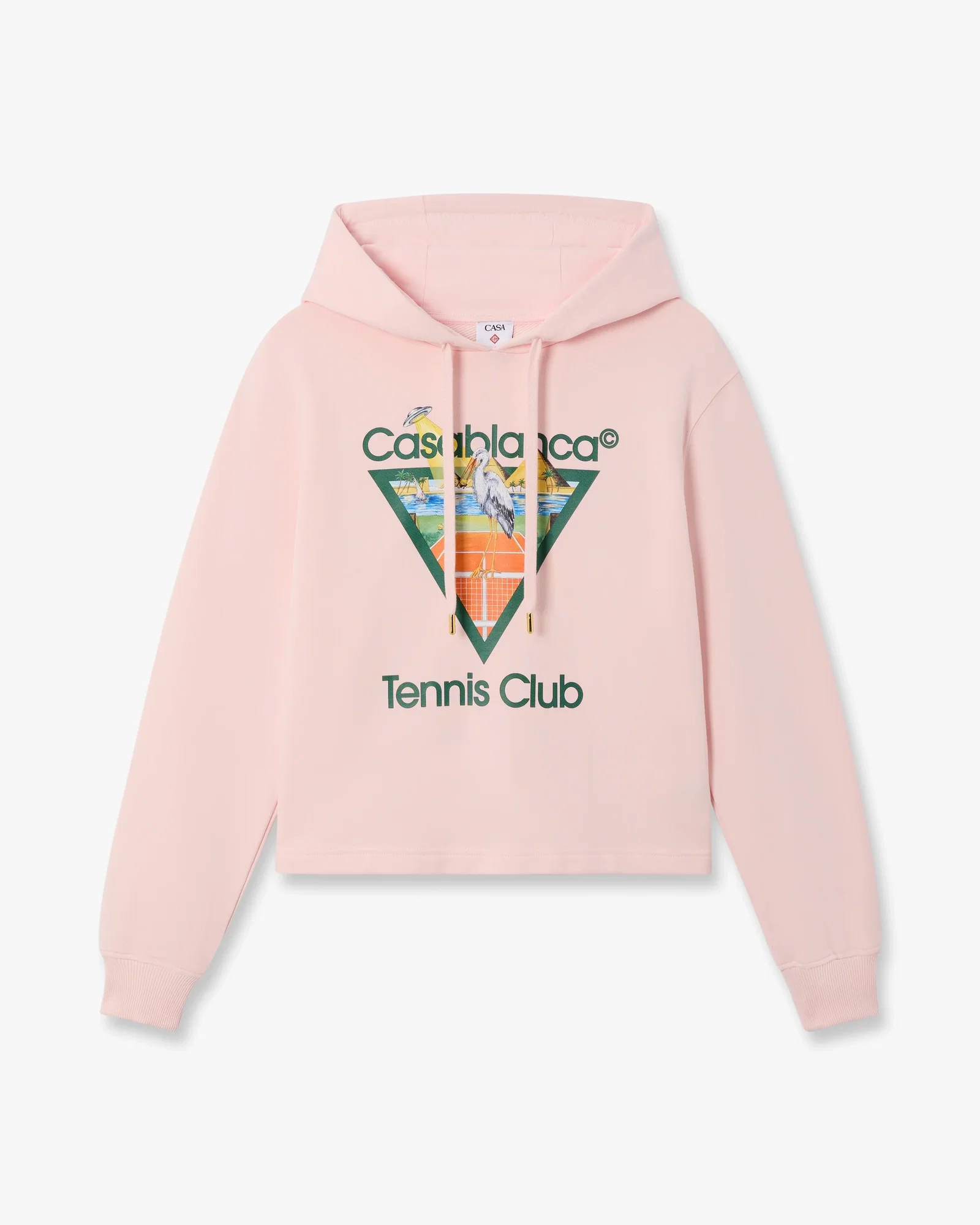 Image of Pink Tennis Club Icon Pyramid Abduction Cropped Hooded Sweatshirt