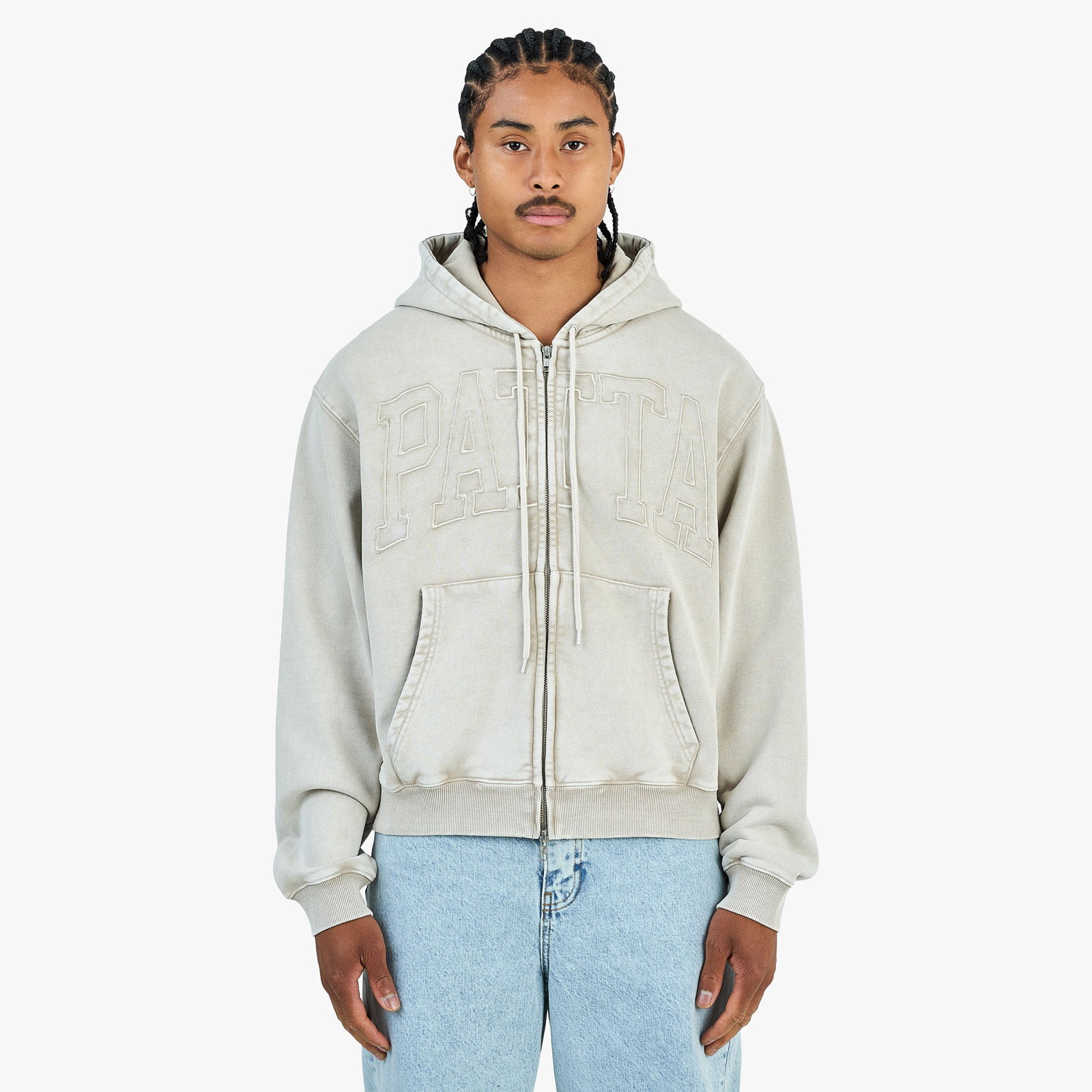 Image of Patta Loopback Logo Zip Hoodie / Irish Cream
