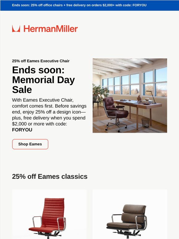 Ends soon: 25% off ergonomic office chairs