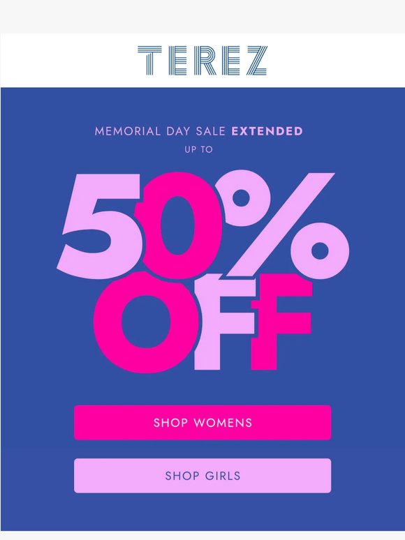 Sale Extended! Up to 50% Off