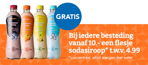 gratis sodasiroop bij iedere besteding vanaf 10