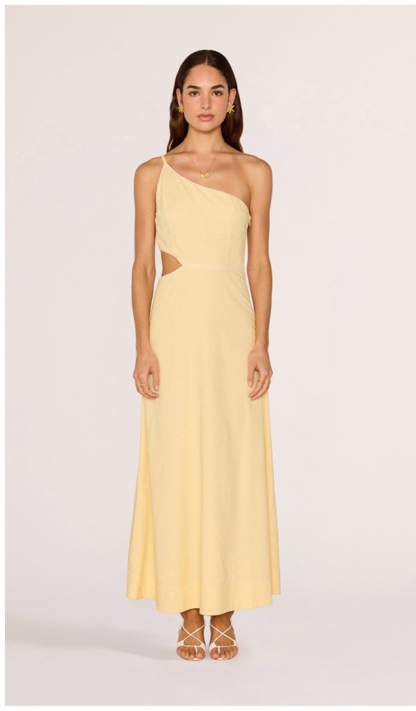 Butter Yellow Asymmetric Cut Out Maxi Dress