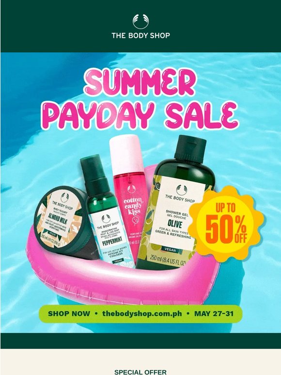 SUMMER PAYDAY SALE IS HERE! Enjoy up to 50% OFF deals 💛