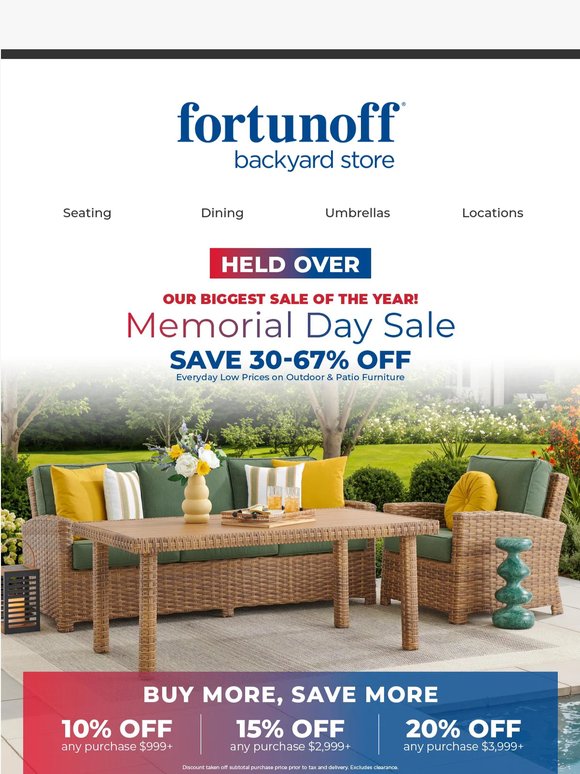 Our Memorial Day Sale is Held Over! 🎊