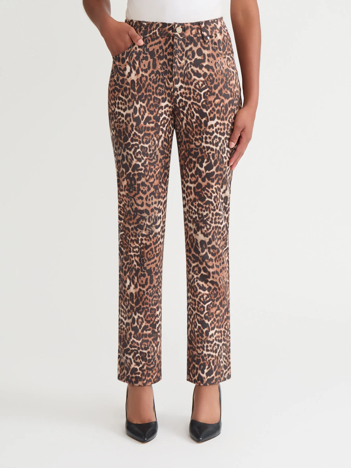 Image of Plus Lexington Straight Leg Pants, Printed Suede