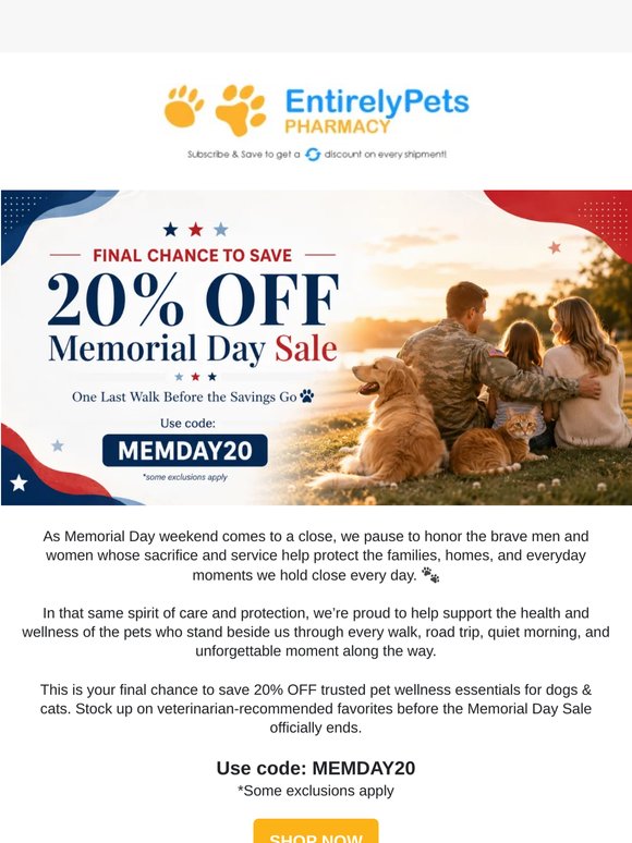 ⏳ Final Hours: Your Memorial Day Savings End Soon
