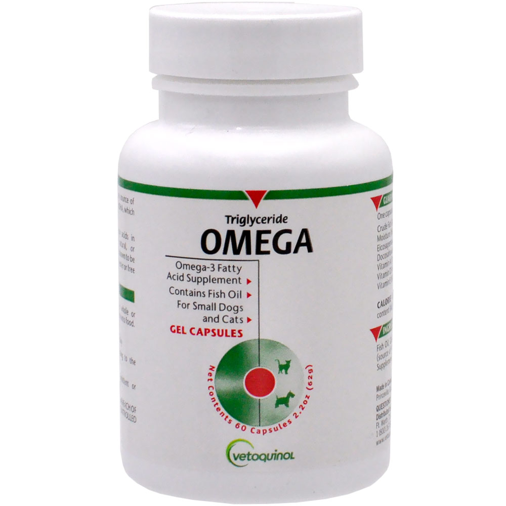 Image of Vetoquinol Triglyceride OMEGA Omega-3 Fatty Acid Medium Breed Supplement for Dogs, 60 count