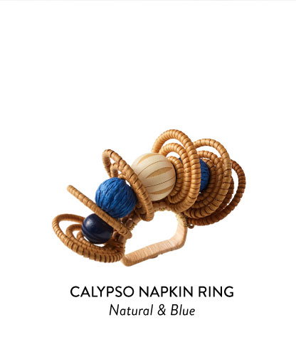 Calypso Napkin Ring in Natural & Blue, Set of 4