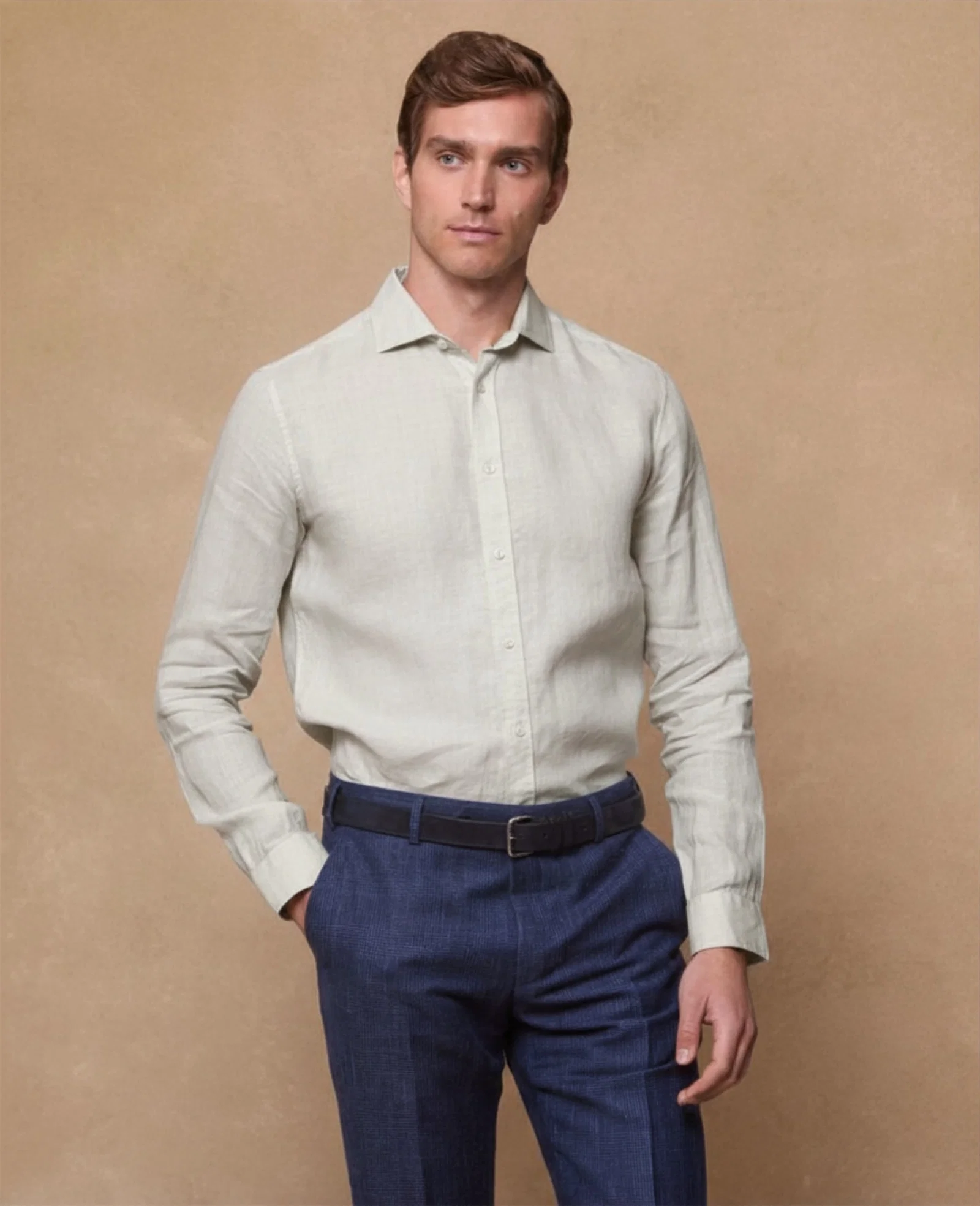 Image of Benbaun Irish Linen Shirt - Off White