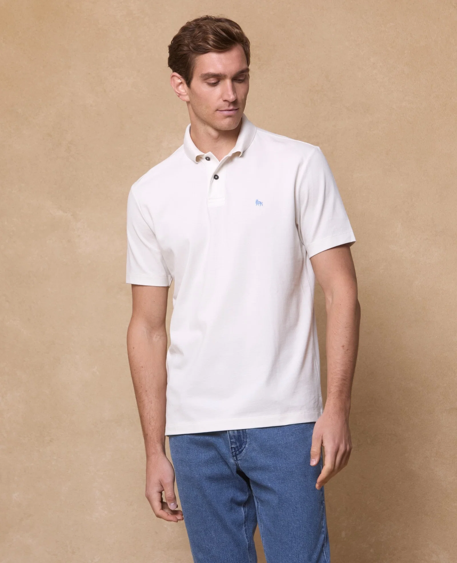 Image of Marfagh Cotton Pique Polo Shirt - White