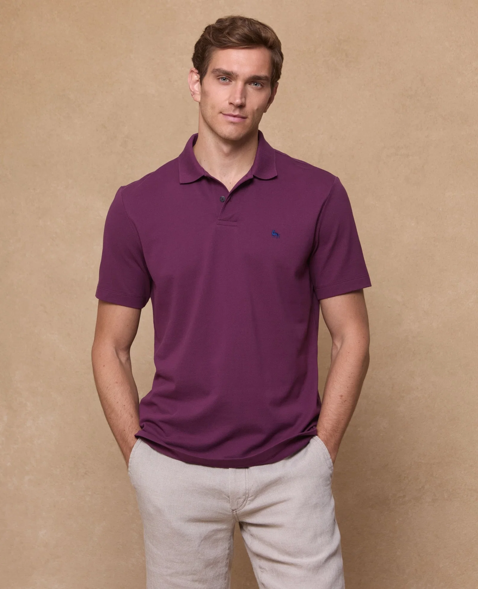 Image of Marfagh Cotton Pique Polo Shirt - Purple