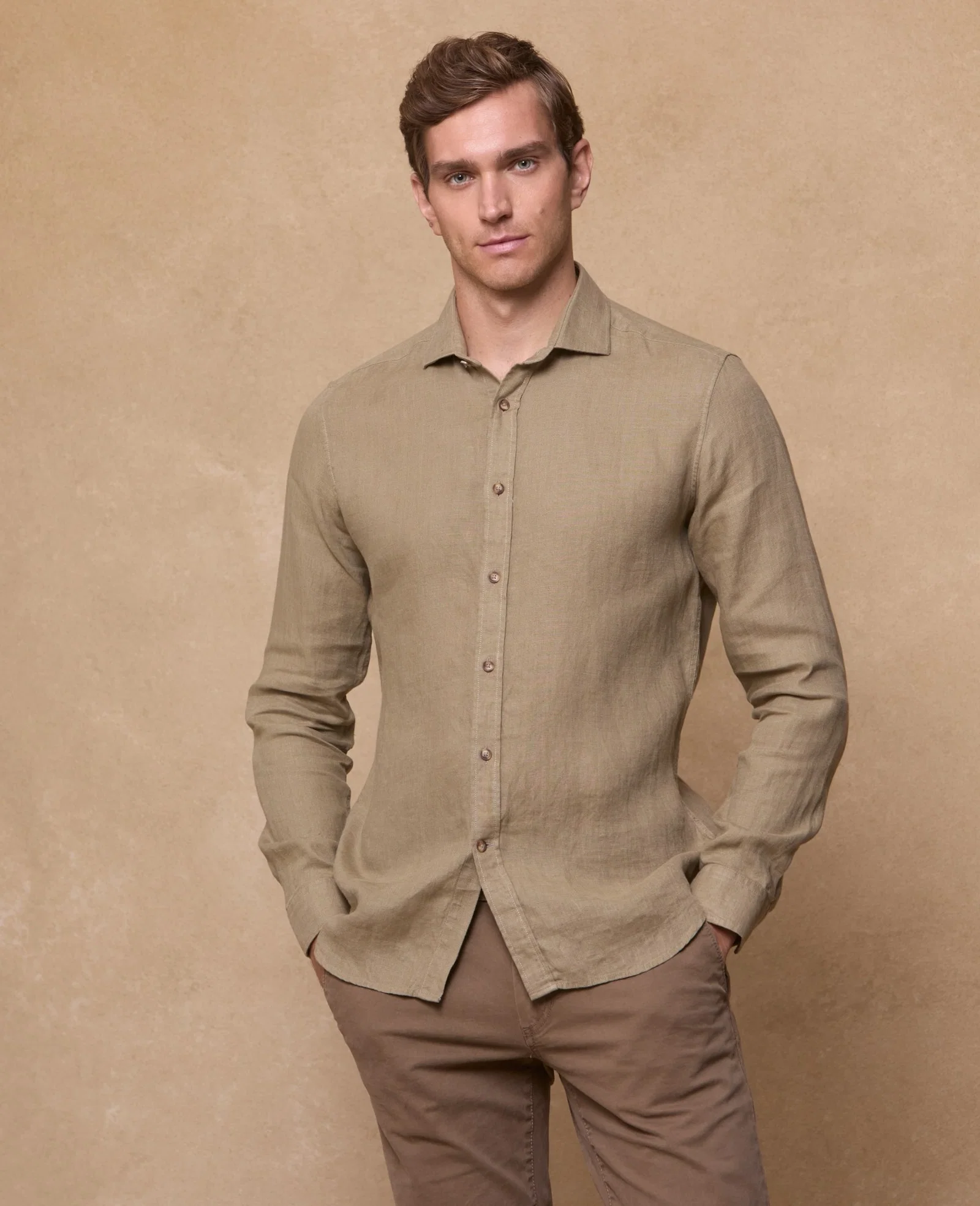 Image of Benbaun Irish Linen Shirt - Beige