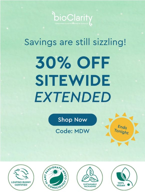 The fun doesn’t stop! 🥳 30% off is BACK