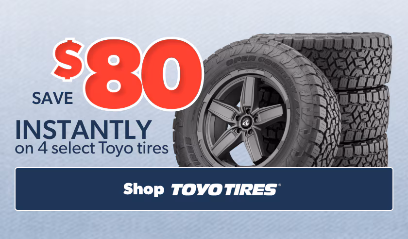 Memorial Day Savings: Buy 4 Select Toyo Tires, Save $80 Instantly