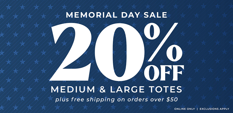 20% OFF Medium & Large Totes + Free Shipping on Orders Over $50